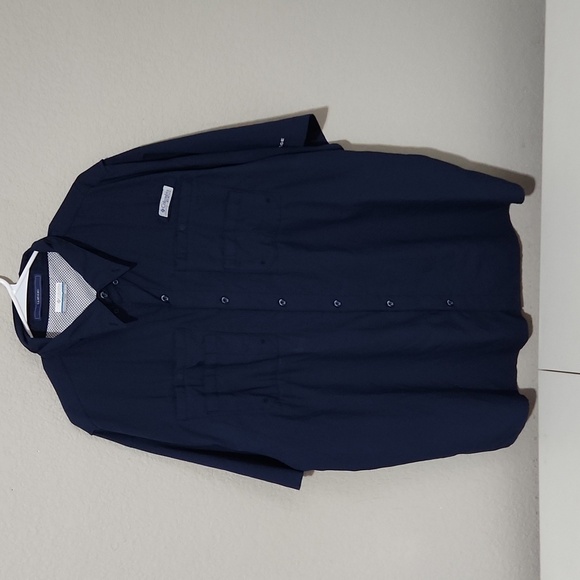 Columbia Mens Shirt Size XXL Blue has flaws snags FLAWS - Picture 1 of 9